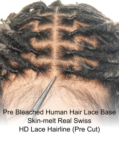 Dark Brown #4 Hair Roots - Pre Bleached Human Hair Lace & Human Hair Boho Locs Wig 24"