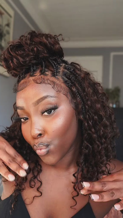 Kiki - 16" Pre Bleached Swiss HD Lace Human Hair Curls Full Lace Knotless Boho Box Braided Wig