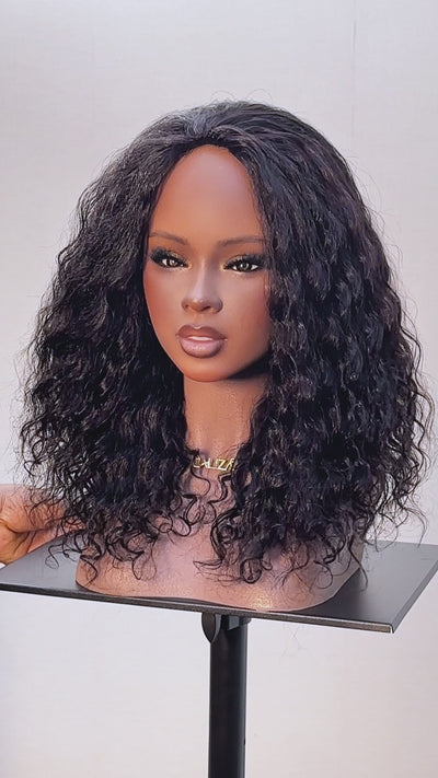 Braided Half Wig with Human Hair Boho Curls