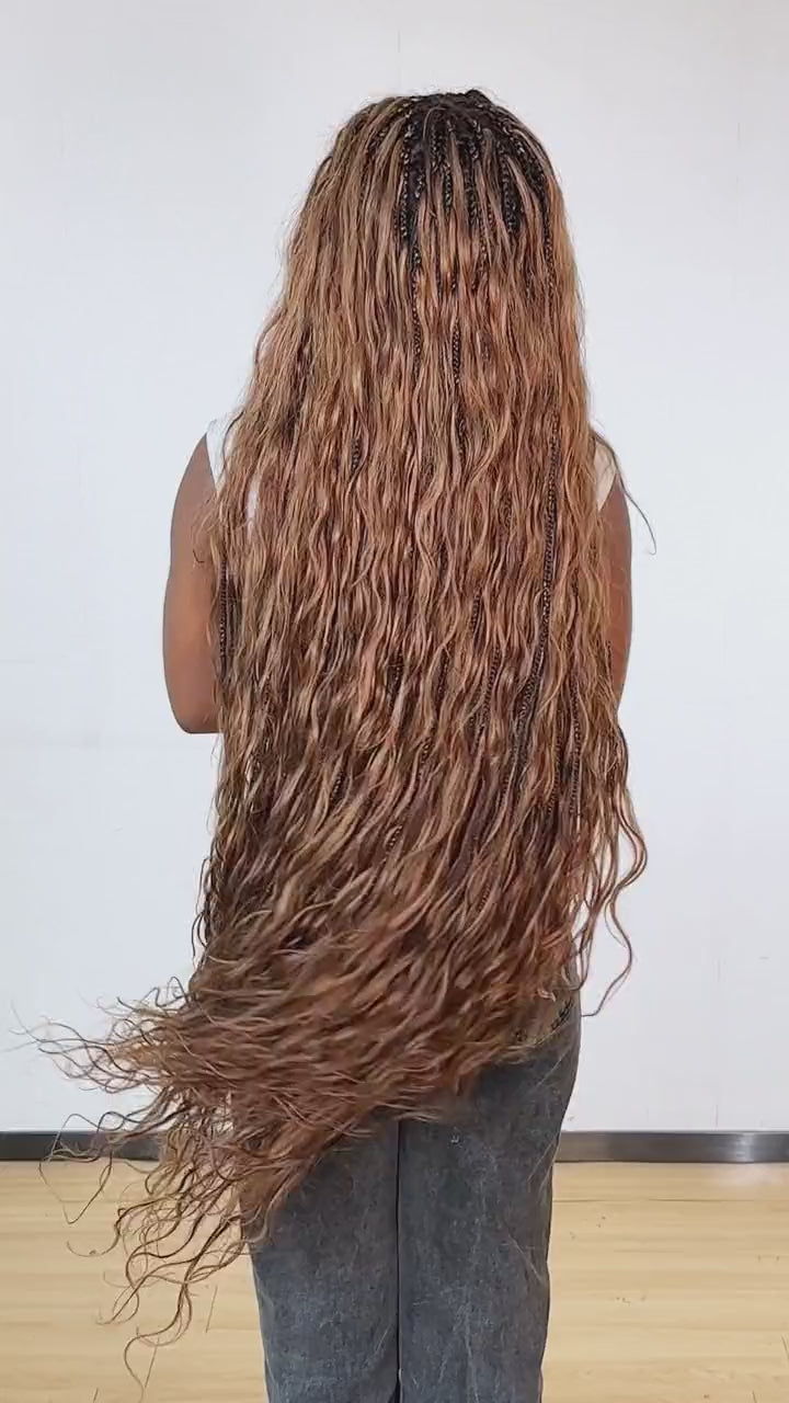 Celia Body Wave 48" 100% Human Hair Curls Full Lace Boho Braided Wig