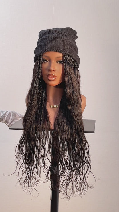 26" Boho Braids Band with Human Hair Body Wave Curls (Single Braid 22")