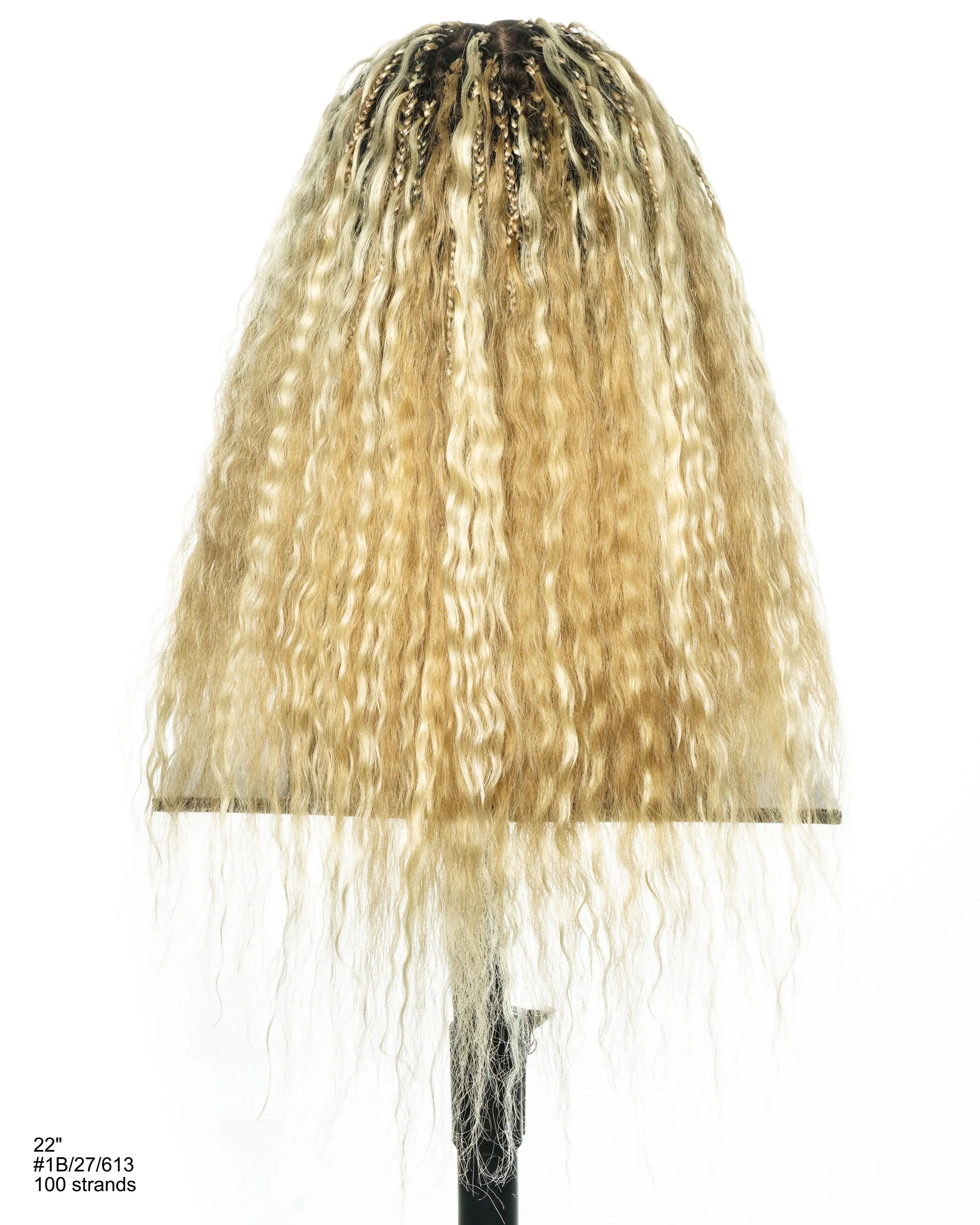 Human Hair Super Boho Color #27/613 Pre Bleached Human Hair Lace Knotless Boho Box Braided Wig Full-dense 100 Strands