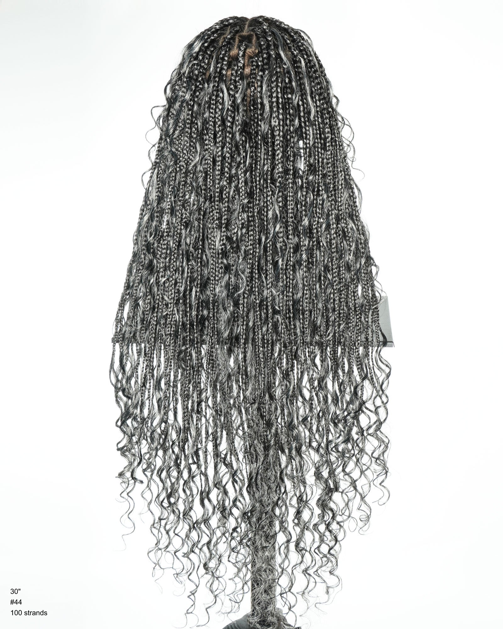 30" Salt & Pepper Knotless Boho Box Braided Wig