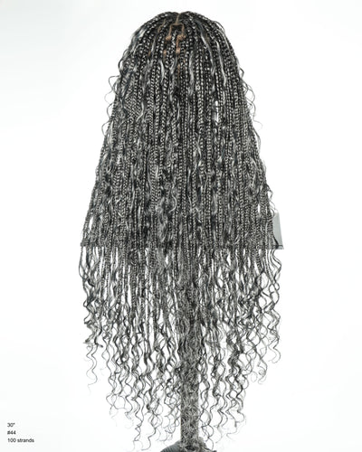 30" Salt & Pepper Knotless Boho Box Braided Wig
