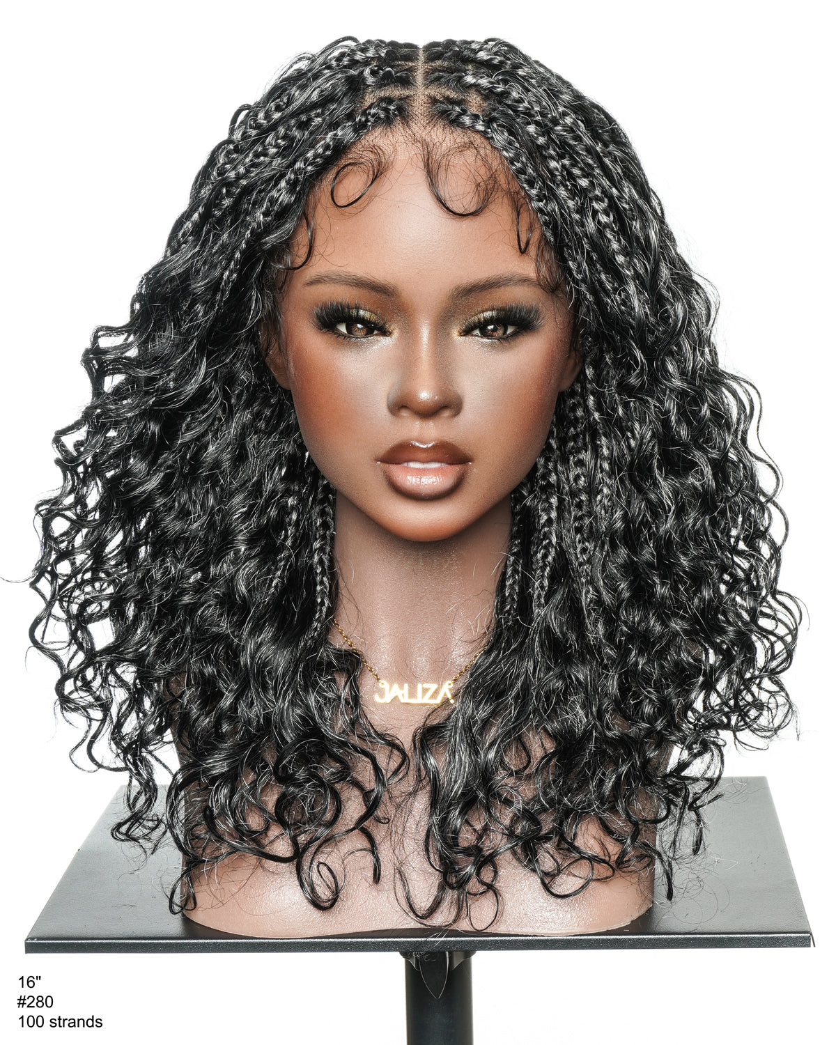 16" Salt & Pepper Deep Wave Curls HD Full Lace Boho Box Braided Wig – Human Hair & Synthetic Blend