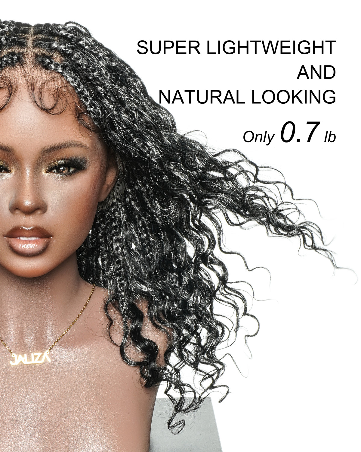 16" Salt & Pepper Deep Wave Curls HD Full Lace Boho Box Braided Wig – Human Hair & Synthetic Blend