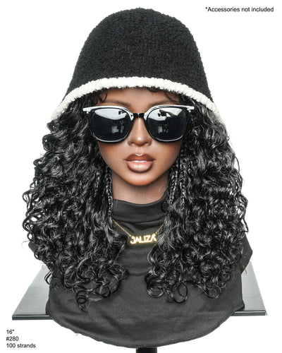 16" Salt & Pepper Deep Wave Curls Glueless HD Full Lace Boho Box Braided Wig – Human Hair & Synthetic Blend