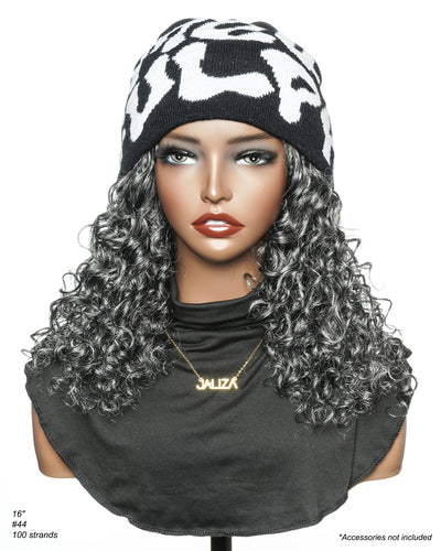 16" Salt & Pepper Deep Wave Curls Glueless HD Full Lace Boho Box Braided Wig – Human Hair & Synthetic Blend