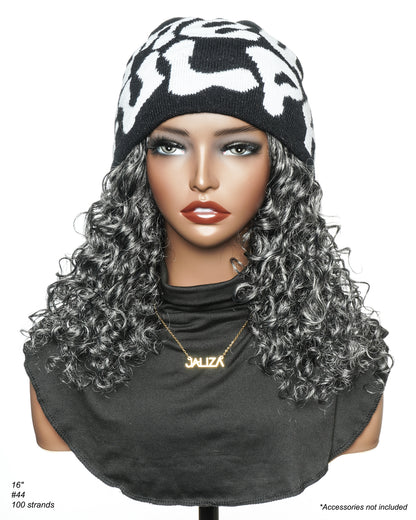 16" Salt & Pepper Loose Jerry Curls HD Full Lace Boho Box Braided Wig – Human Hair & Synthetic Blend