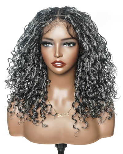 Lola - 16" Pre Bleached Swiss HD Full Lace Boho Locs Wig With Human Hair Boho Curls