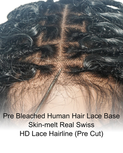 Lola - 16" Pre Bleached Swiss HD Full Lace Boho Locs Wig With Human Hair Boho Curls