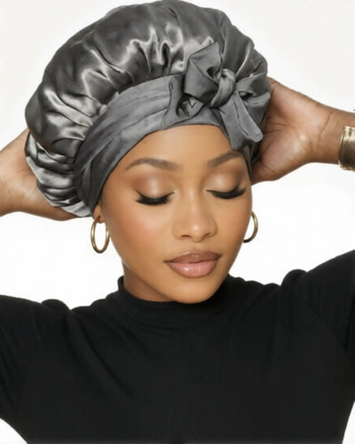 100% Pure Mulberry Silk Sleep Bonnet – Double-Layer & Reversible Design
