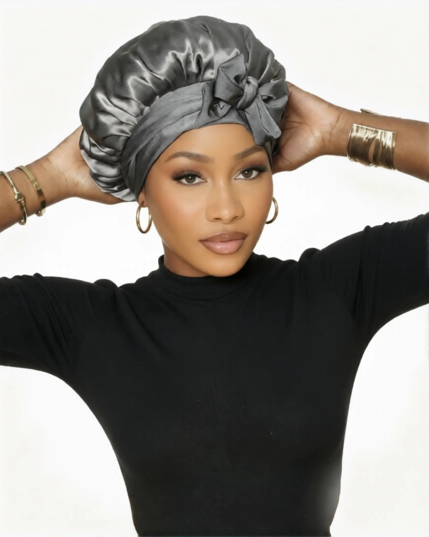 100% Pure Mulberry Silk Sleep Bonnet – Double-Layer & Reversible Design
