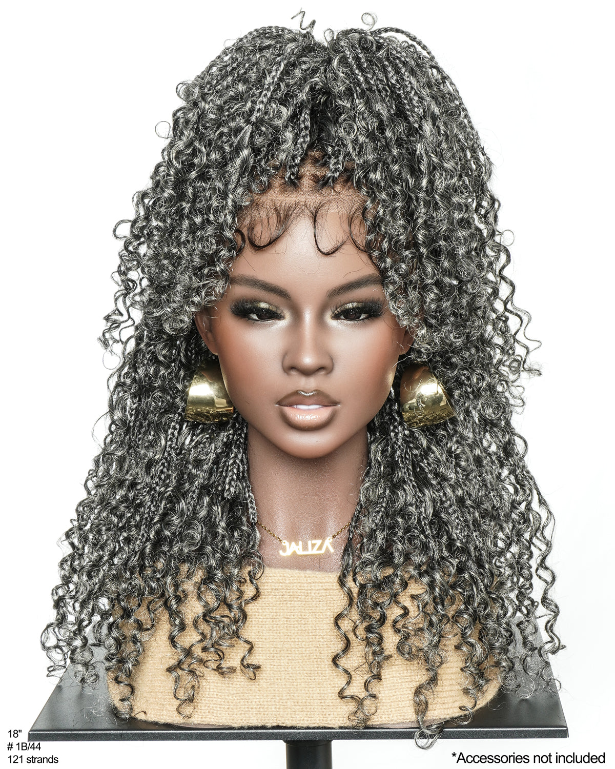 Nami 18" - JALIZA Slip-On™ Salt & Pepper Water Wave Boho Box Braided Wig