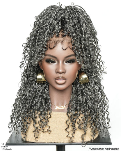 Nami 18" - JALIZA Slip-On™ Salt & Pepper Water Wave Boho Box Braided Wig