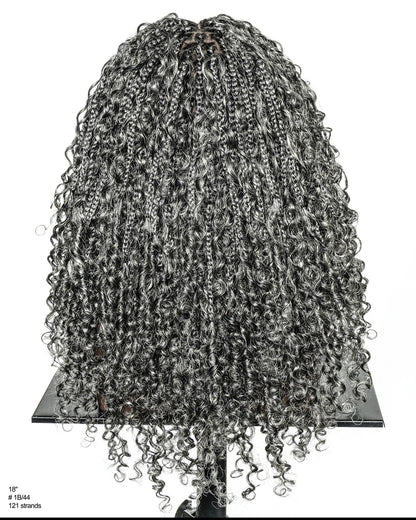 Nami 18" - JALIZA Slip-On™ Salt & Pepper Water Wave Boho Box Braided Wig