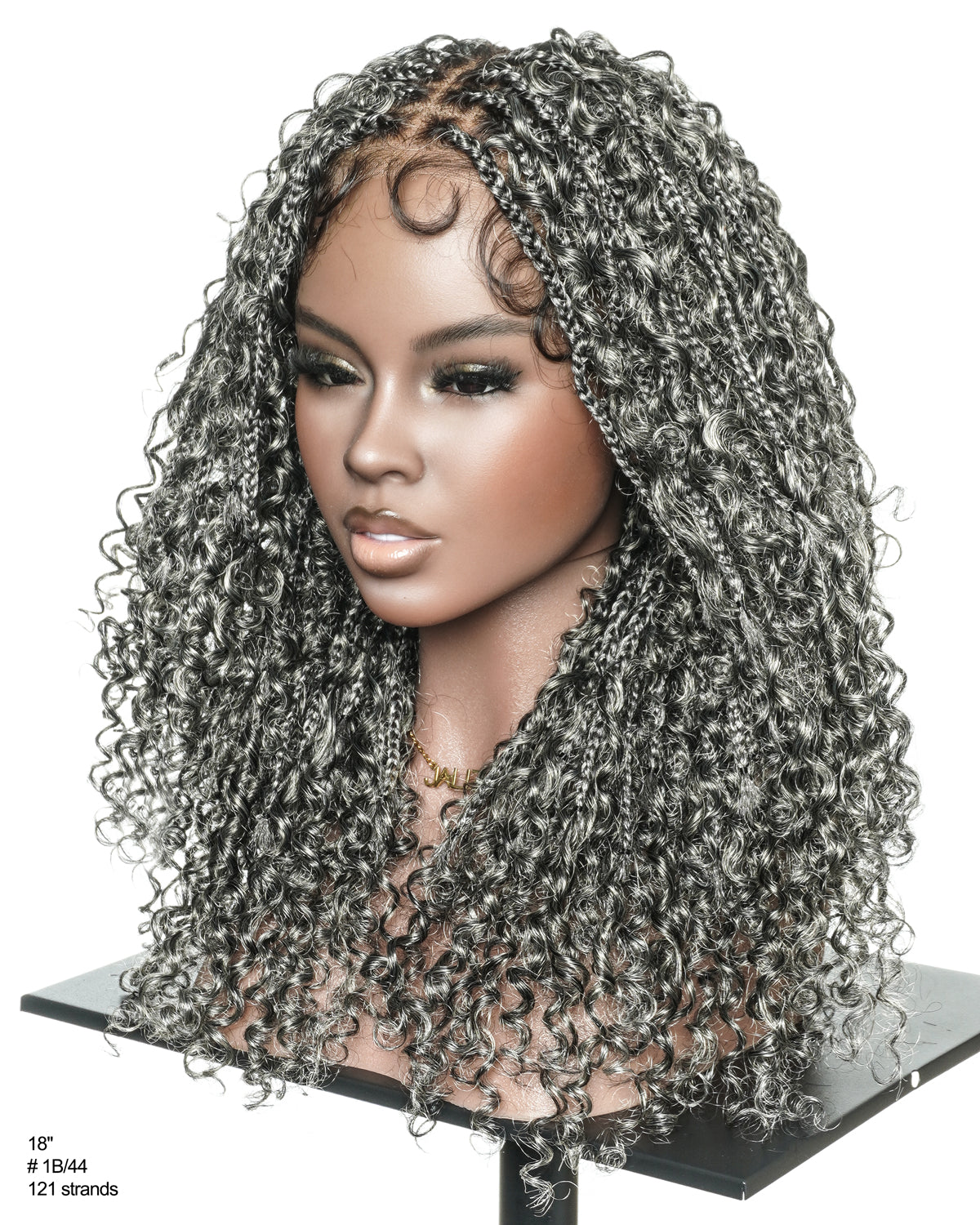 Nami 18" - JALIZA Slip-On™ Salt & Pepper Water Wave Boho Box Braided Wig