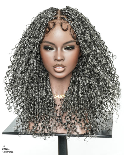 Nami 18" - JALIZA Slip-On™ Salt & Pepper Water Wave Boho Box Braided Wig