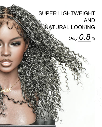 Nami 18" - JALIZA Slip-On™ Salt & Pepper Water Wave Boho Box Braided Wig