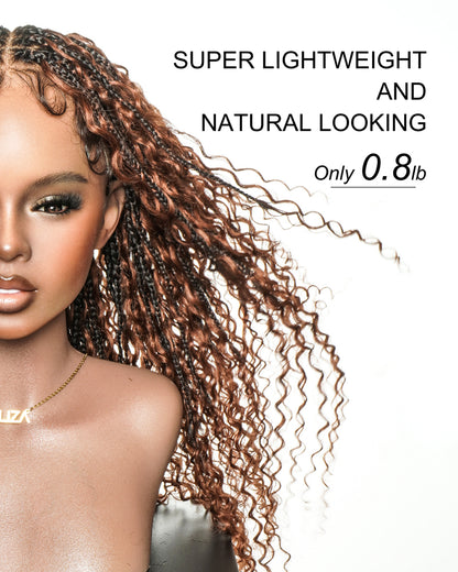 Water Wave 22" - Dark Auburn Brown #33 Slip-On™ Glueless Boho Braided Wig