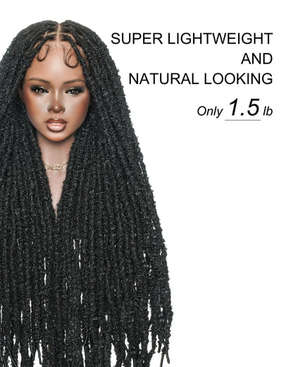 Soft And Distressed Faux Butterfly Locs Pre Bleached Swiss HD Full Lace Wig