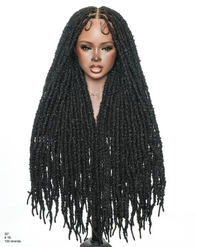 Soft And Distressed Faux Butterfly Locs Pre Bleached Swiss HD Full Lace Wig