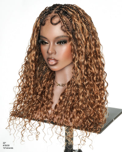 Tiana - Miracle Braids Spanish Curl Pre Bleached Human Hair Boho Swiss HD Full Lace Braided Wig