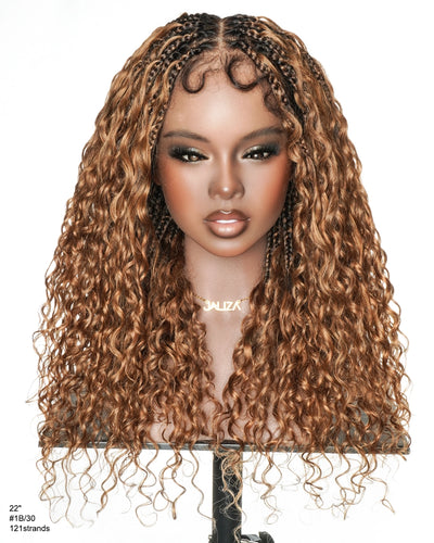 Tiana - Miracle Braids Spanish Curl Pre Bleached Human Hair Boho Swiss HD Full Lace Braided Wig
