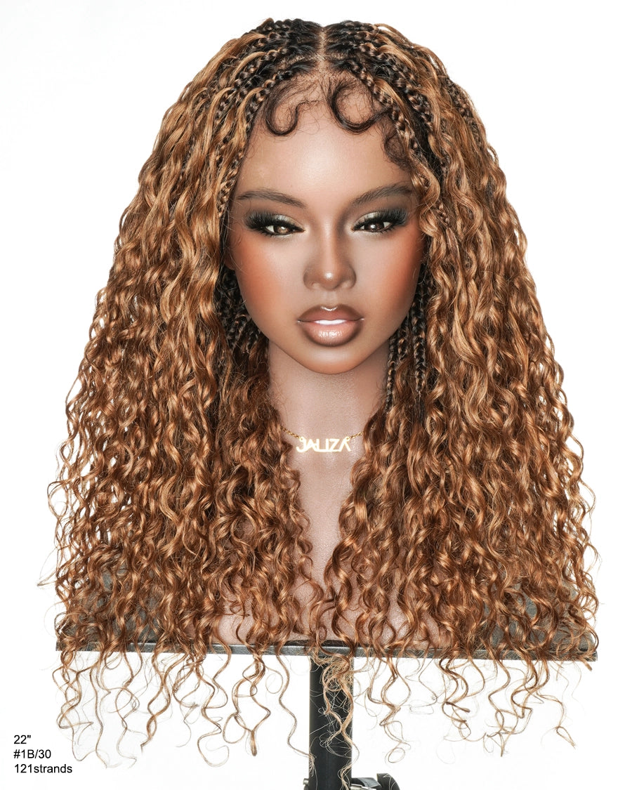 Tiana - Miracle Braids Spanish Curl Pre Bleached Human Hair Boho Swiss HD Full Lace Braided Wig