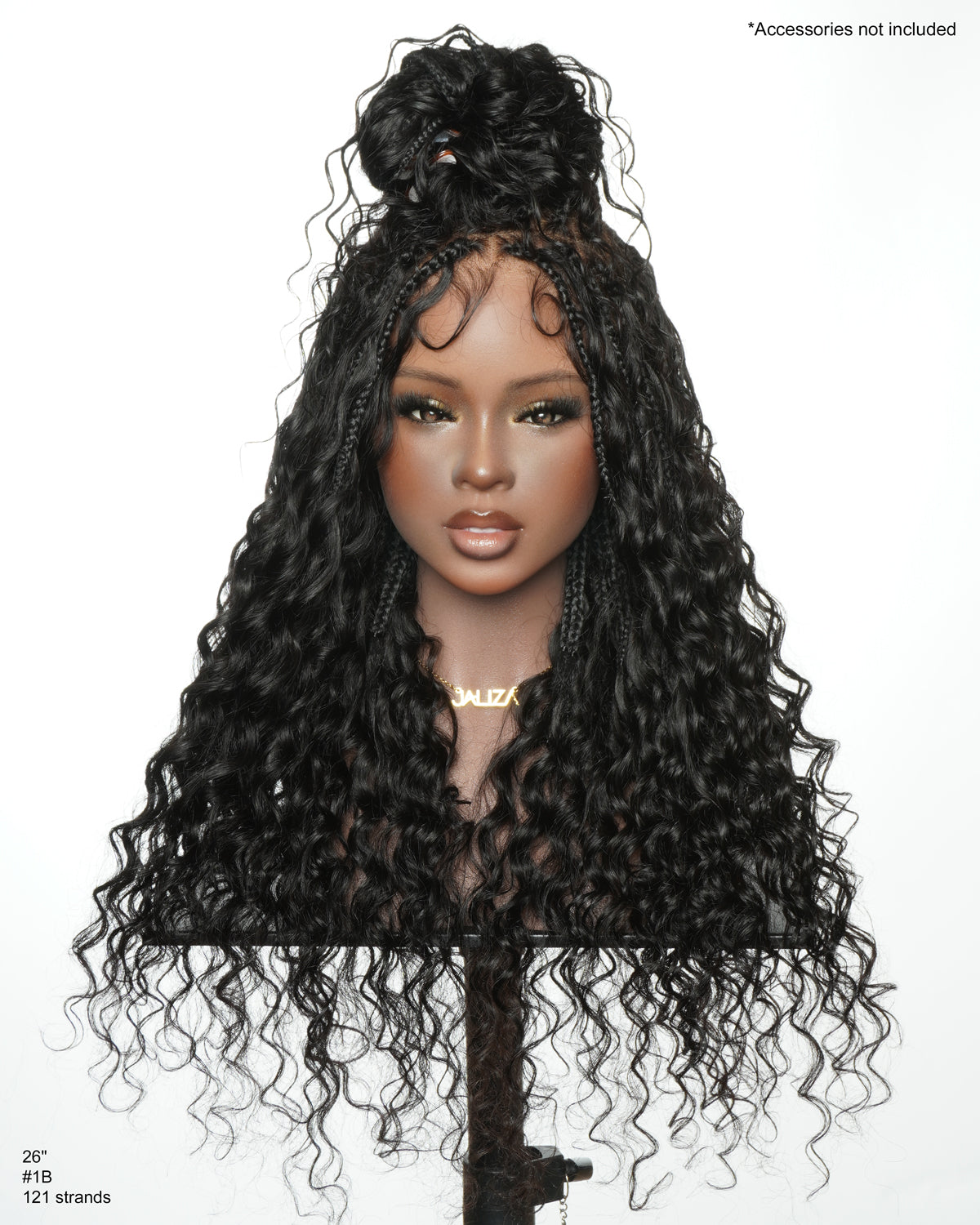 Ultra-Dense Pre Bleached Swiss HD Lace Human Hair Curls Knotless Boho Box Braided Wig