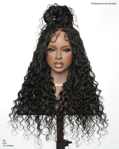 Amanda - Ultra-Dense Pre Bleached Swiss HD Lace Human Hair Curls Knotless Boho Box Braided Wig