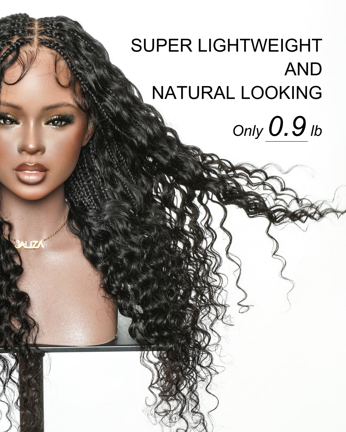 Ultra-Dense Pre Bleached Swiss HD Lace Human Hair Curls Knotless Boho Box Braided Wig