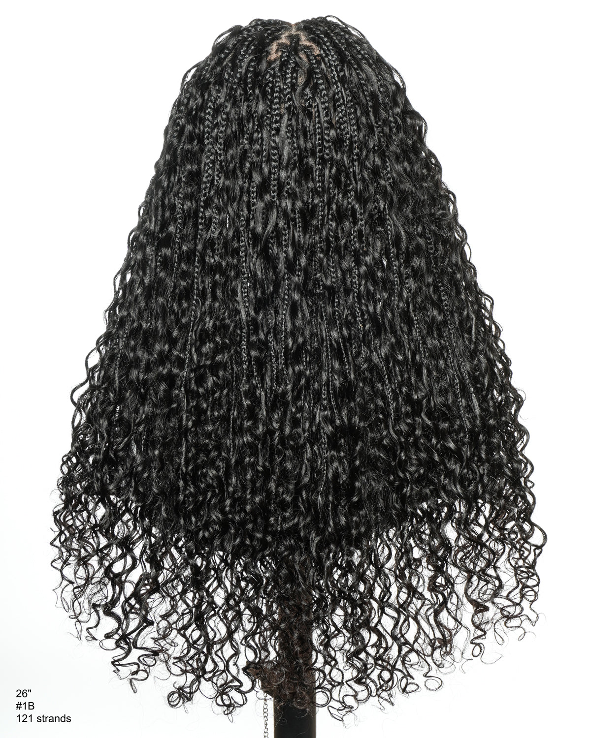 Nami - Drawstring Cap Water Wave Human Hair Curls Pre Bleached Swiss HD Full Lace Knotless Boho Box Braided Wig