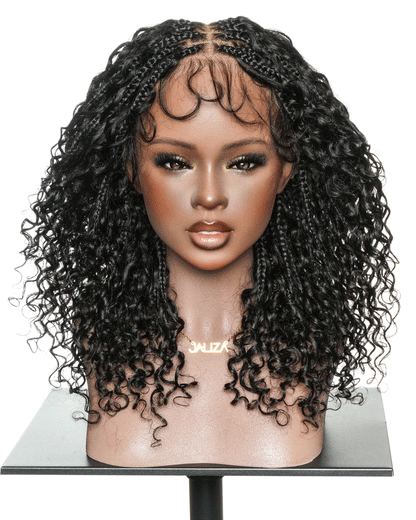 Nami - Water Wave Human Hair Curls Pre Bleached HD Full Lace Knotless Boho Box Braided Wig