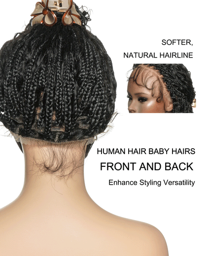 Nami - Water Wave Human Hair Curls Pre Bleached HD Full Lace Knotless Boho Box Braided Wig