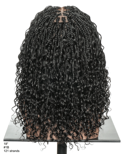 Nami - Water Wave Human Hair Curls Pre Bleached HD Full Lace Knotless Boho Box Braided Wig