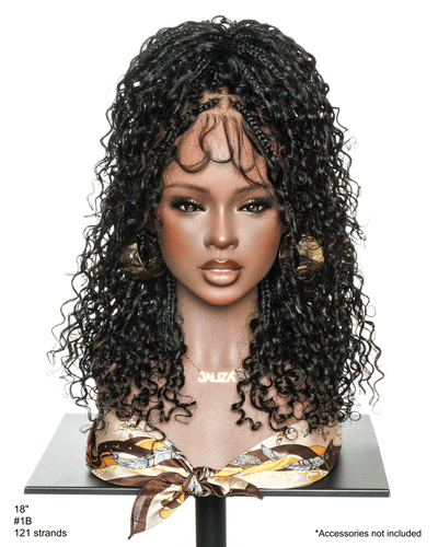 Nami - Drawstring Cap Glueless Water Wave Human Hair Curls Pre Bleached Swiss HD Full Lace Knotless Boho Box Braided Wig