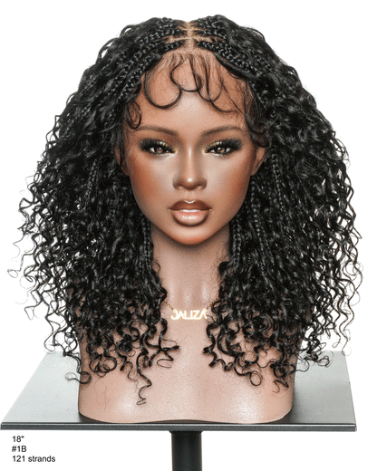 Nami - Water Wave Human Hair Curls Pre Bleached HD Full Lace Knotless Boho Box Braided Wig