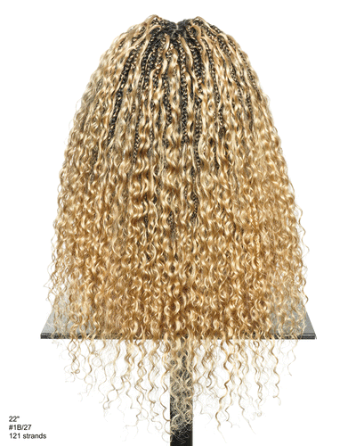 Nami - Drawstring Cap Glueless Water Wave Human Hair Curls Pre Bleached Swiss HD Full Lace Knotless Boho Box Braided Wig