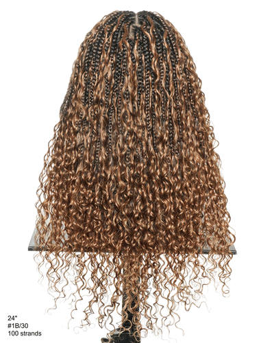 24 Inch Pre Bleached Water Wave Boho Box Braided Wig