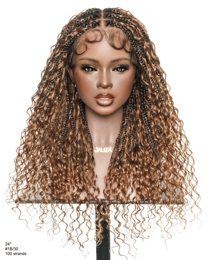 24 Inch Water Wave Boho Box Braided Wig