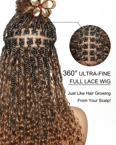 24 Inch Pre Bleached Water Wave Boho Box Braided Wig