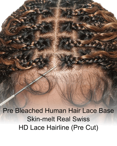 24 Inch Pre Bleached Water Wave Boho Box Braided Wig