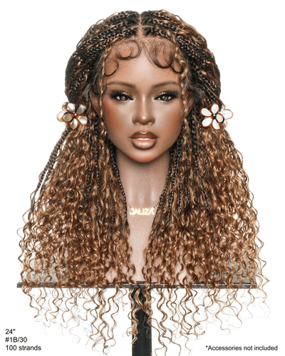 24 Inch Pre Bleached Water Wave Boho Box Braided Wig