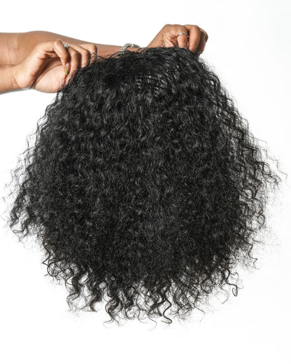 100% Human Hair All In One Half Wig 180% Density Deep Wave Curls