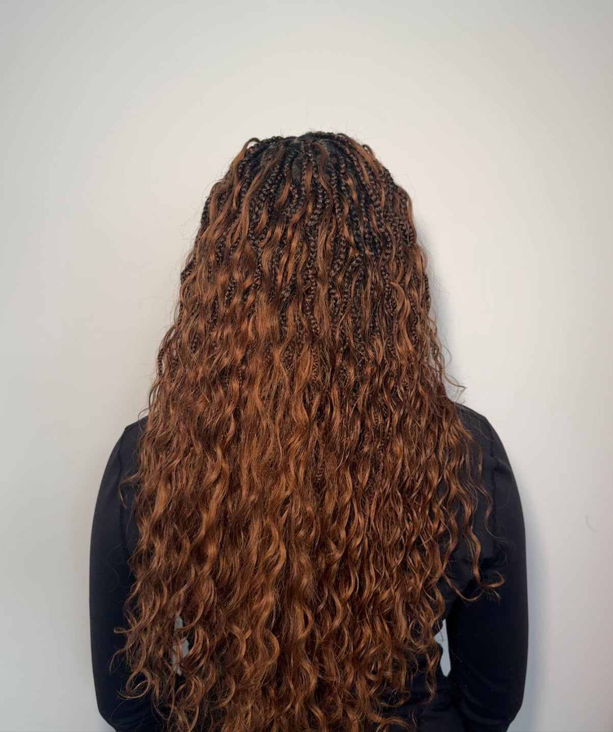 24 Inches Wavy Box Braids with Human Hair Cascading Boho Waves Boho Box Braided Wig