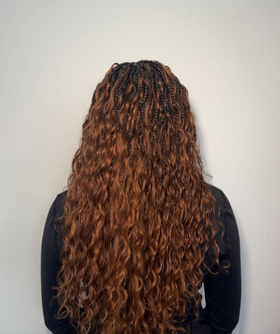 Wavina - 24 Inches Wavy Box Braids with Human Hair Cascading Boho Waves Boho Box Braided Wig