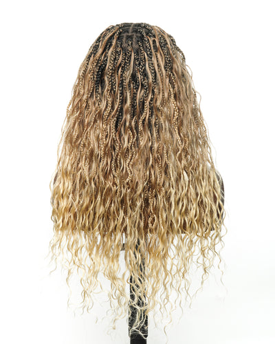 Wavina - 24 Inches Wavy Box Braids with Human Hair Cascading Boho Waves Boho Box Braided Wig