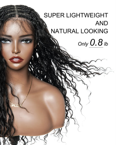 Wavina - 24 Inches Wavy Box Braids with Human Hair Cascading Boho Waves Boho Box Braided Wig